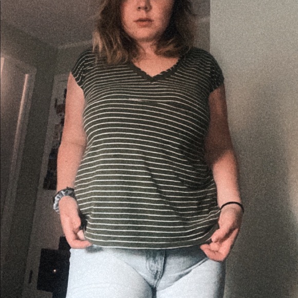 Olive green stripped cute top - Picture 3 of 3